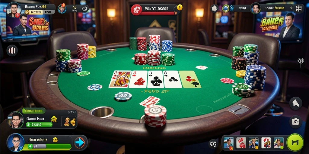 Screenshot gameplay D06 menunjukkan aksi poker yang menegangkan.