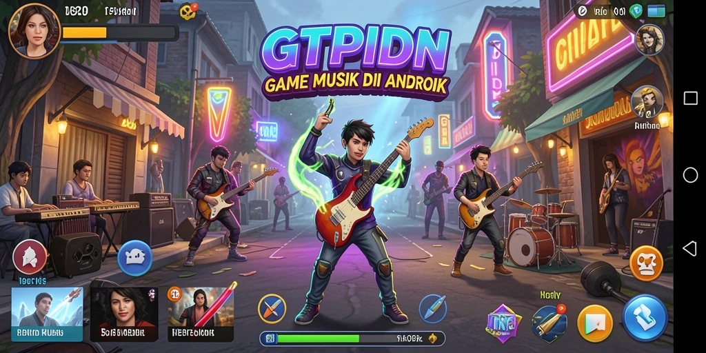 Tampilan gameplay GTPIDN dengan berbagai lagu dan tantangan menarik.