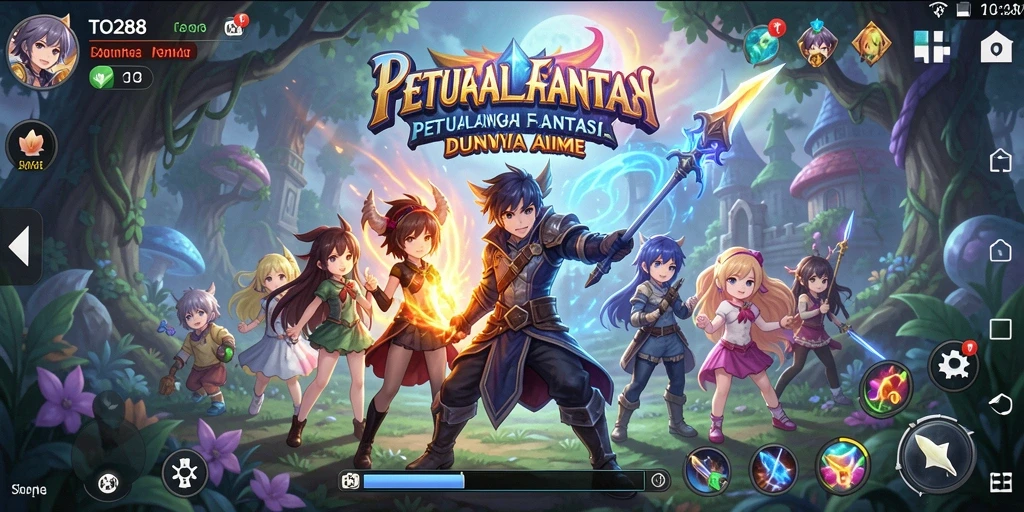 Screenshot dari gameplay TO288 yang penuh aksi dan karakter Anime.